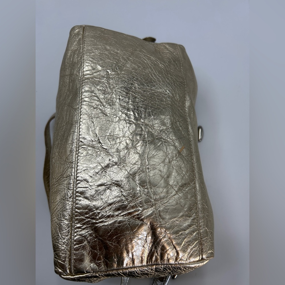 LAURA DI MAGGIO Italy GIANNI NOTARO Designer Metallic Gold Leather Satchel| - Picture 8 of 14